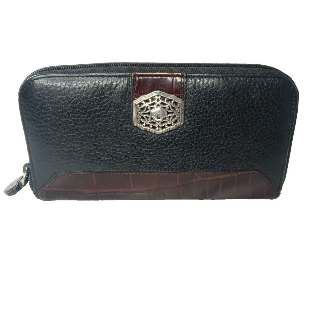 Vintage Brighton Wallet All Weather Leather Black & Brown